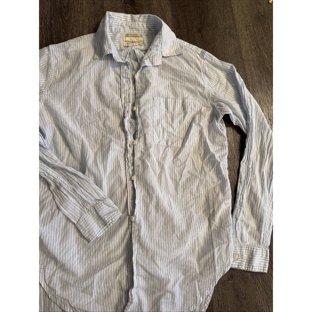 Ralph Lauren DENIM & SUPPLY BLUE CHAMBRAY 'Boyfriend' LS BUTTON UP SHIRT SZ M